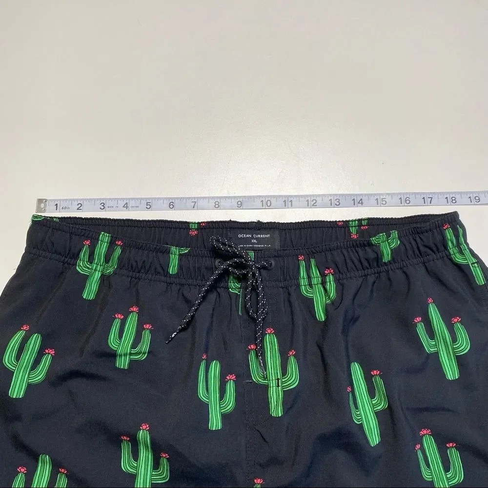 Ocean Current Volley Shorts Cactus Cacti  Swim Shorts Mesh Lined Stretch Sz XXL